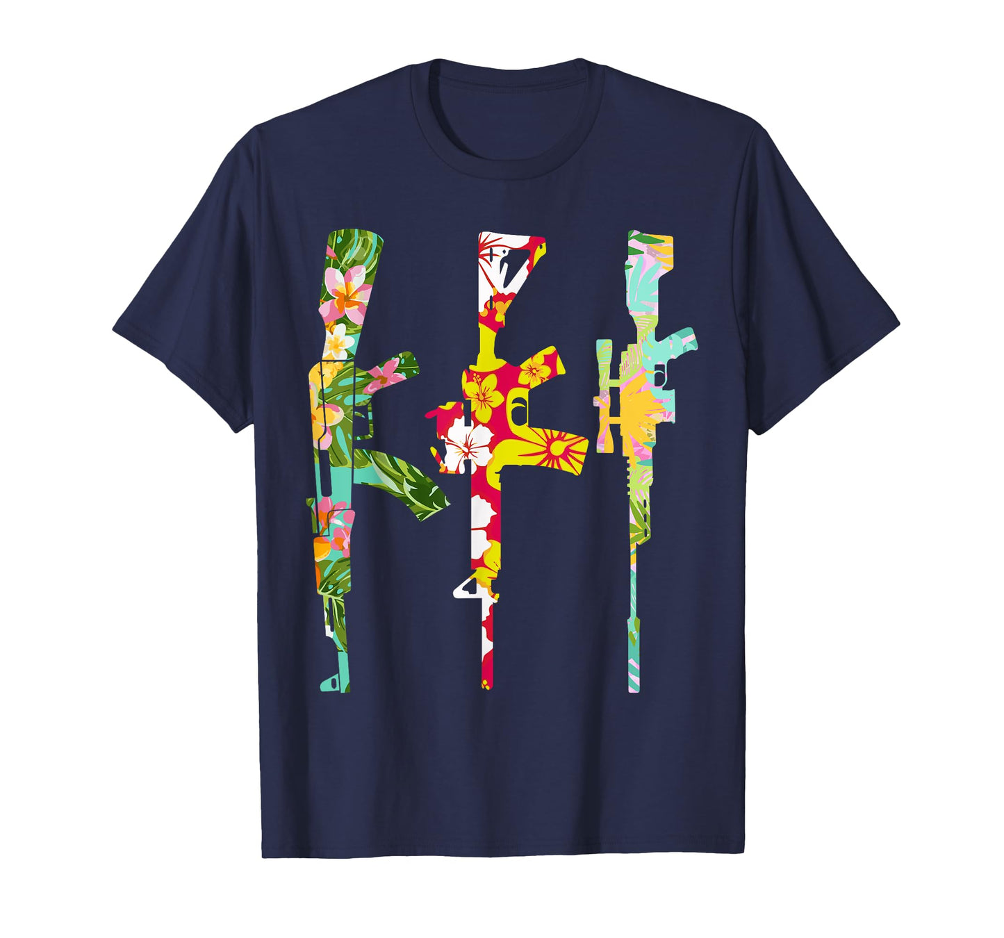Tropical Gun Lover Firearm Beach Hawaiian Birthday AK AR 308 T-Shirt
