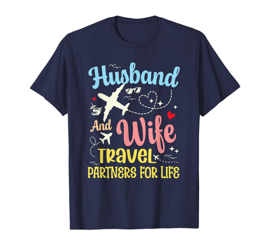 Funny Couple Husband And Wife Travel Partners For Life T-Shirt