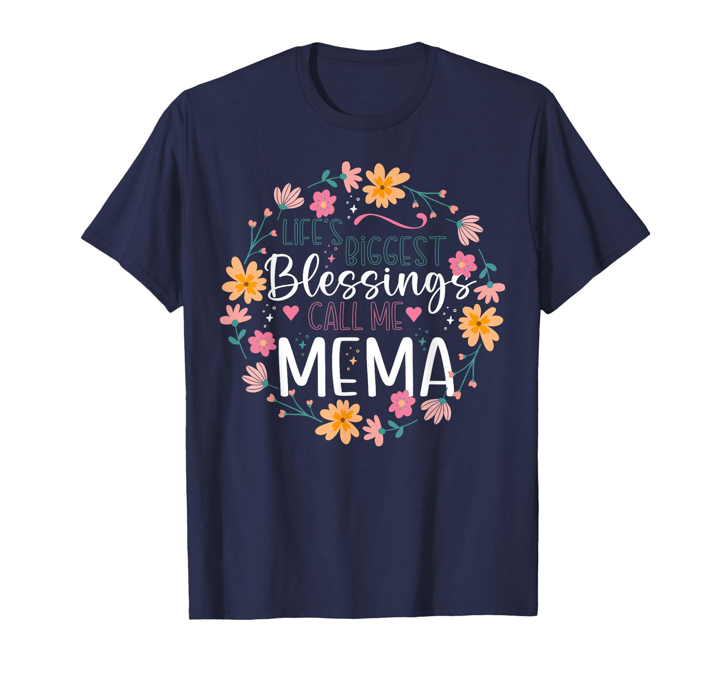 Life’s Biggest Blessings Call Me Mema Floral Design T-Shirt
