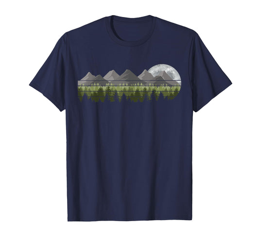 Mountain Trees Wildlife Outdoor Nature Vintage Forest Moon T-Shirt