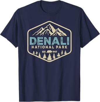 Retro Denali National Park mountains Nature Vintage Hiking T-Shirt