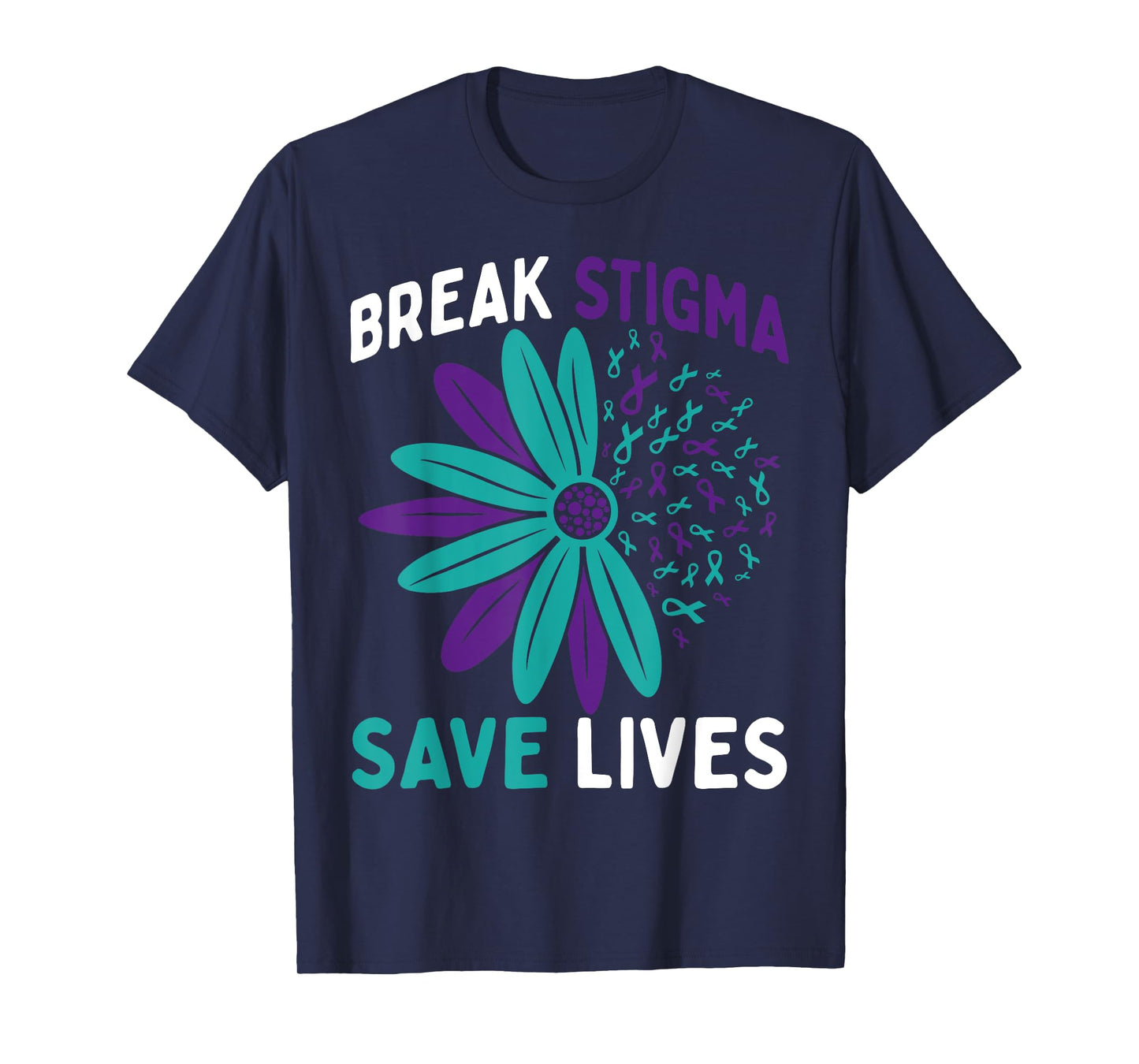 Suicide Prevention Awareness Teal & Purple Break Stigma T-Shirt