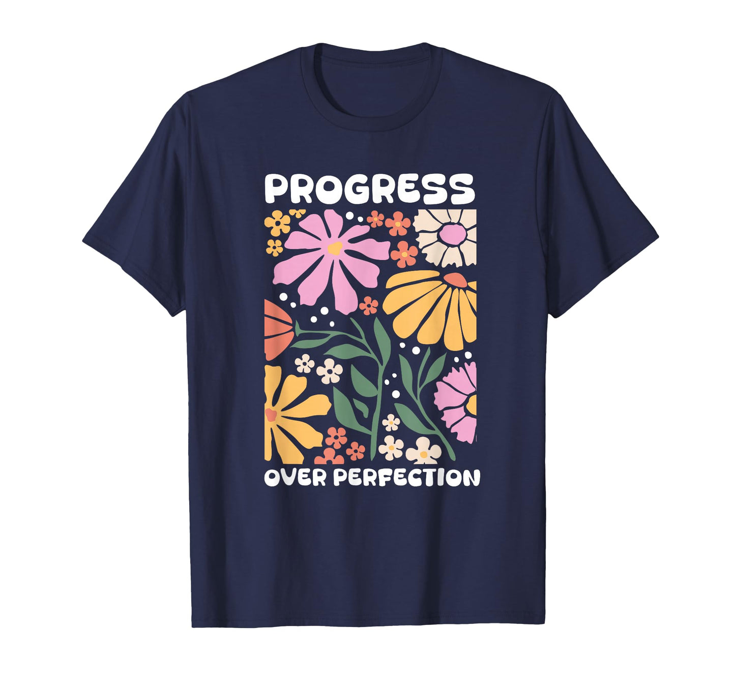 Progress Over Perfection ABA Therapist Behavior RBT Floral T-Shirt