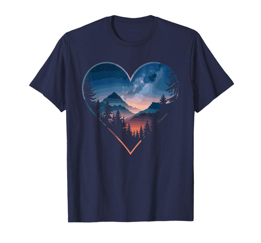 Mountain Heart Forest Nature Wildlife T-Shirt