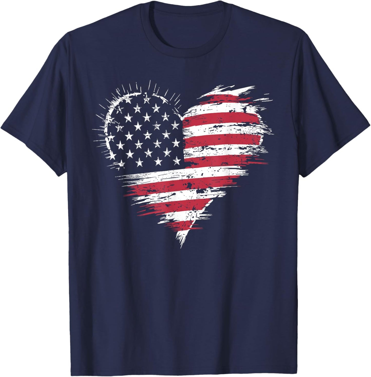 American Flag Heart Women Men Kids 4th of July Patriotic USA T-Shirt