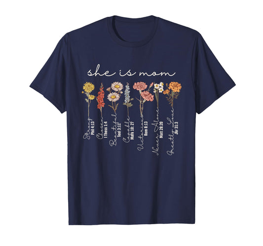 She Is Mom She Is Strong Mom Sublimation Christian Mom T-Shirt