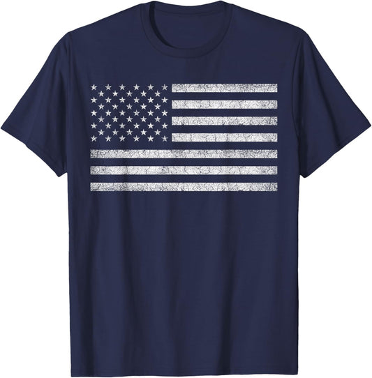 Vintage American Flag Tee Women Men USA Patriotic Graphic T-Shirt