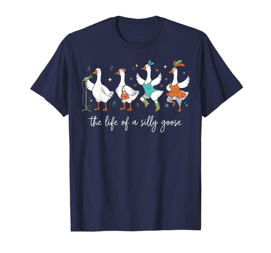Life of a Silly Animal Goose Funny Trendy Meme Show Girl T-Shirt