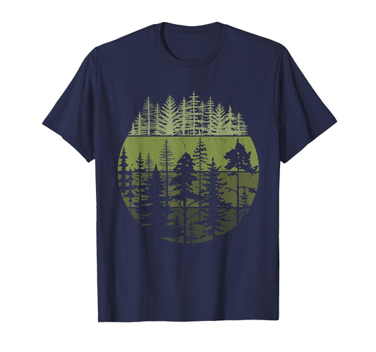 Wildlife Vintage Sunset Mountain Forest Trees Hiking Nature T-Shirt