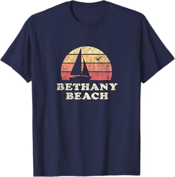 Bethany Beach DE T-Shirt Vintage Sailboat 70s Throwback Tee T-Shirt