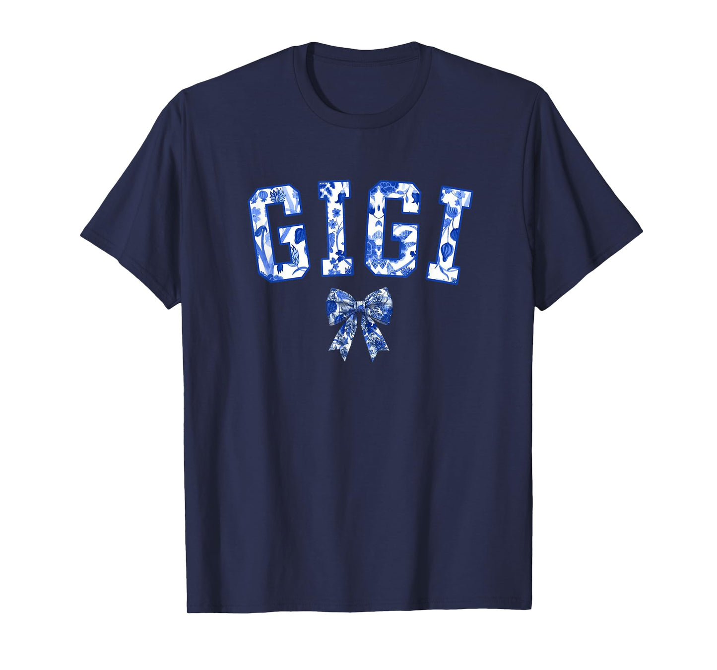 Gigi Coquette Toile Blue Bow Floral Family Matching T-Shirt