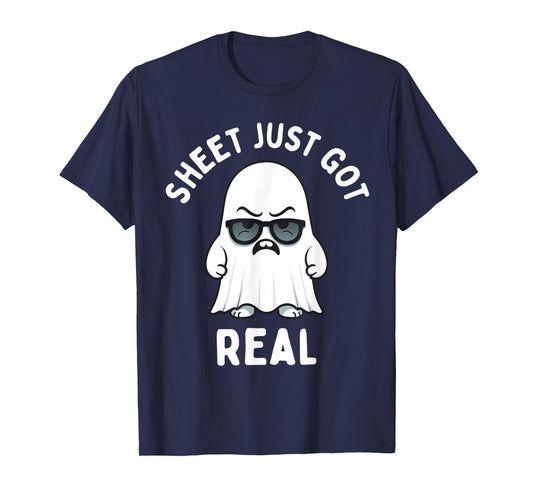 Boo Sheet Just Got Real Ghost Funny Halloween Costume Men T-Shirt