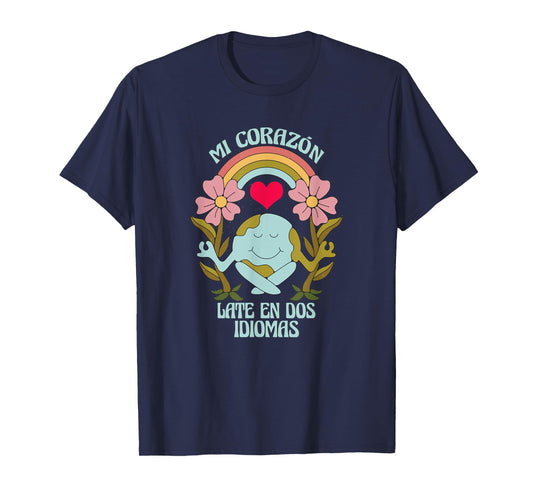 Mi Corazon Late en dos Idiomas Bilingual Teacher ESL T-Shirt