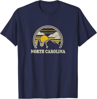 North Carolina NC T Shirt Vintage Hiking Mountains Tee T-Shirt