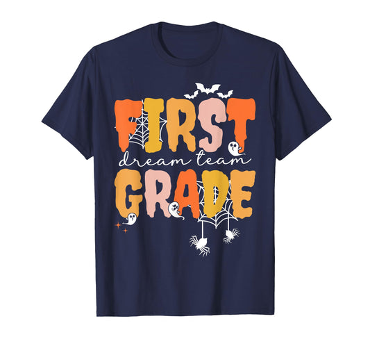 First Grade Dream Retro Team Fall Halloween Spooky Teachers T-Shirt