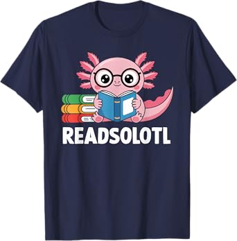 Readsolotl Pink Kawaii Axolotl Book Lover Funny Reading T-Shirt