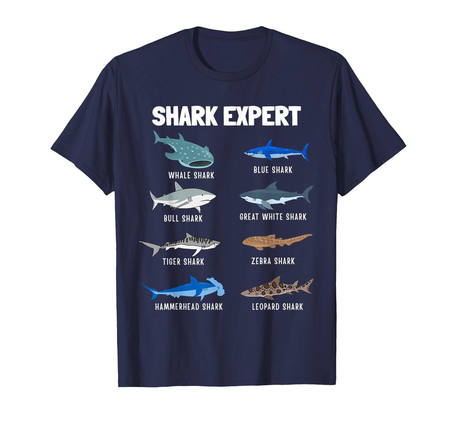 Funny Shark Expert Educational Ocean Animal Species Lovers T-Shirt