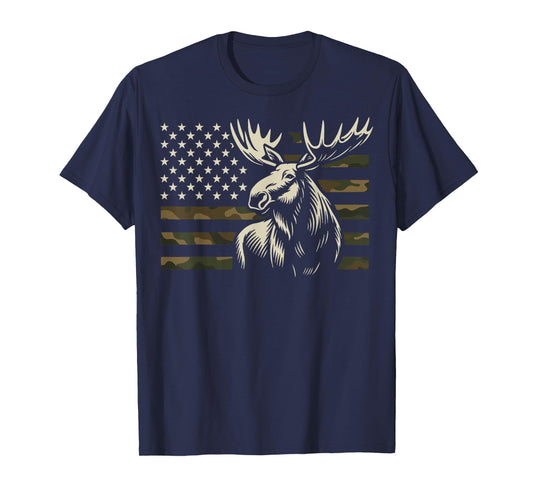Moose USA Flag Alaska Wildlife T-Shirt