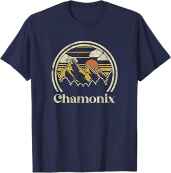 Chamonix Mountains France Hiking Outdoors Retro T-Shirt