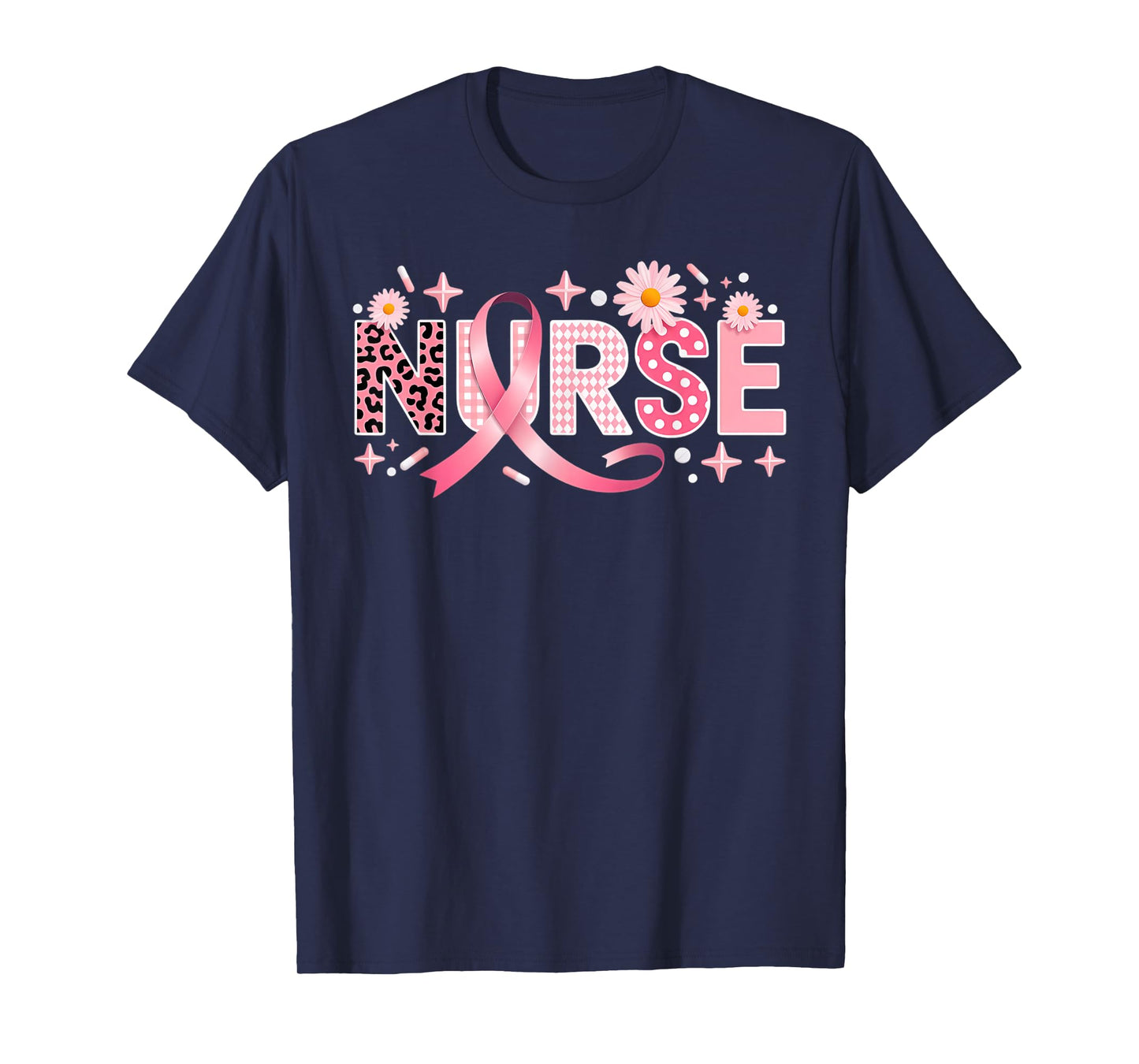 Pink Ribbon Stethoscope Nurse Life Breast Cancer Awareness T-Shirt