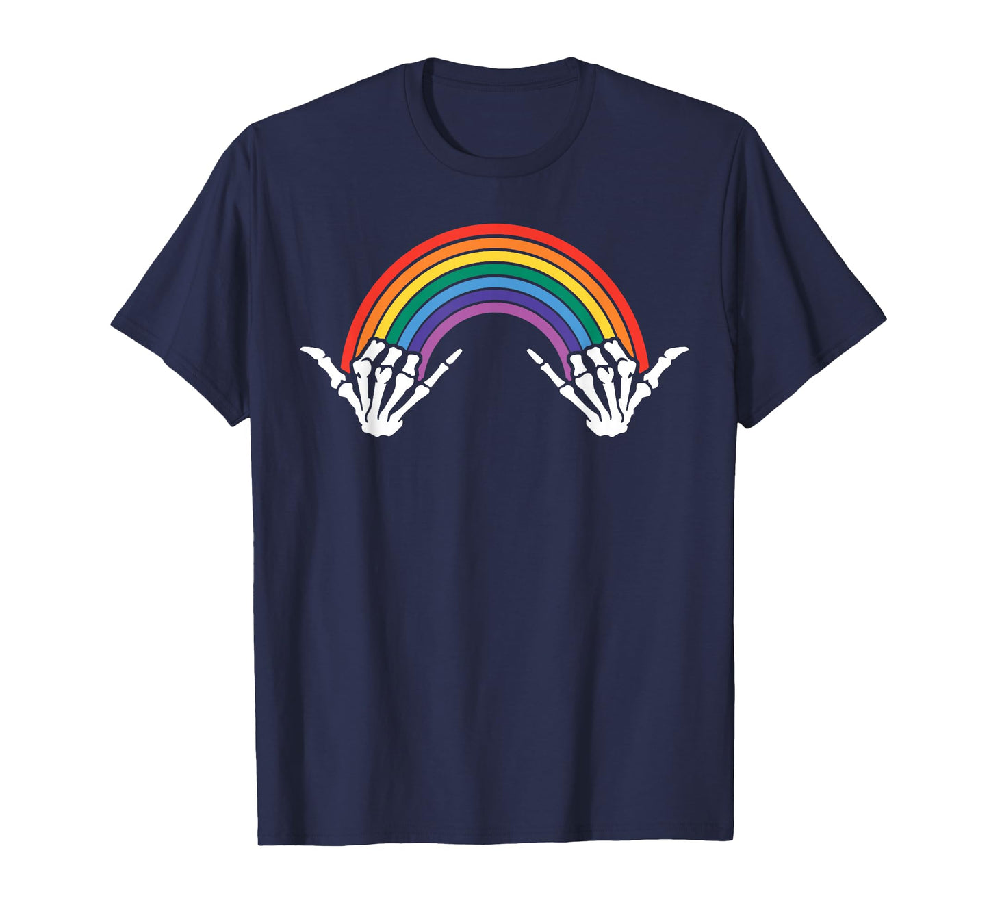 Gothic Rainbow Pride Skeleton Hands Halloween Bones LGBTQ T-Shirt