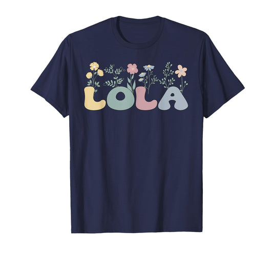 Groovy Lola Grandmother Flowers Lola Grandma T-Shirt