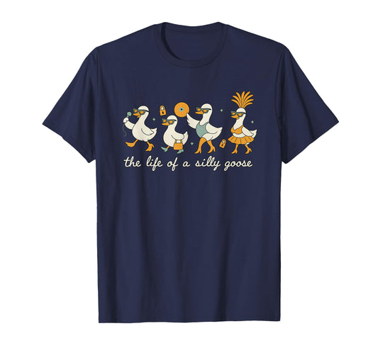 The Life of a Goose Funny Trendy Meme Silly Show Girl Tee T-Shirt
