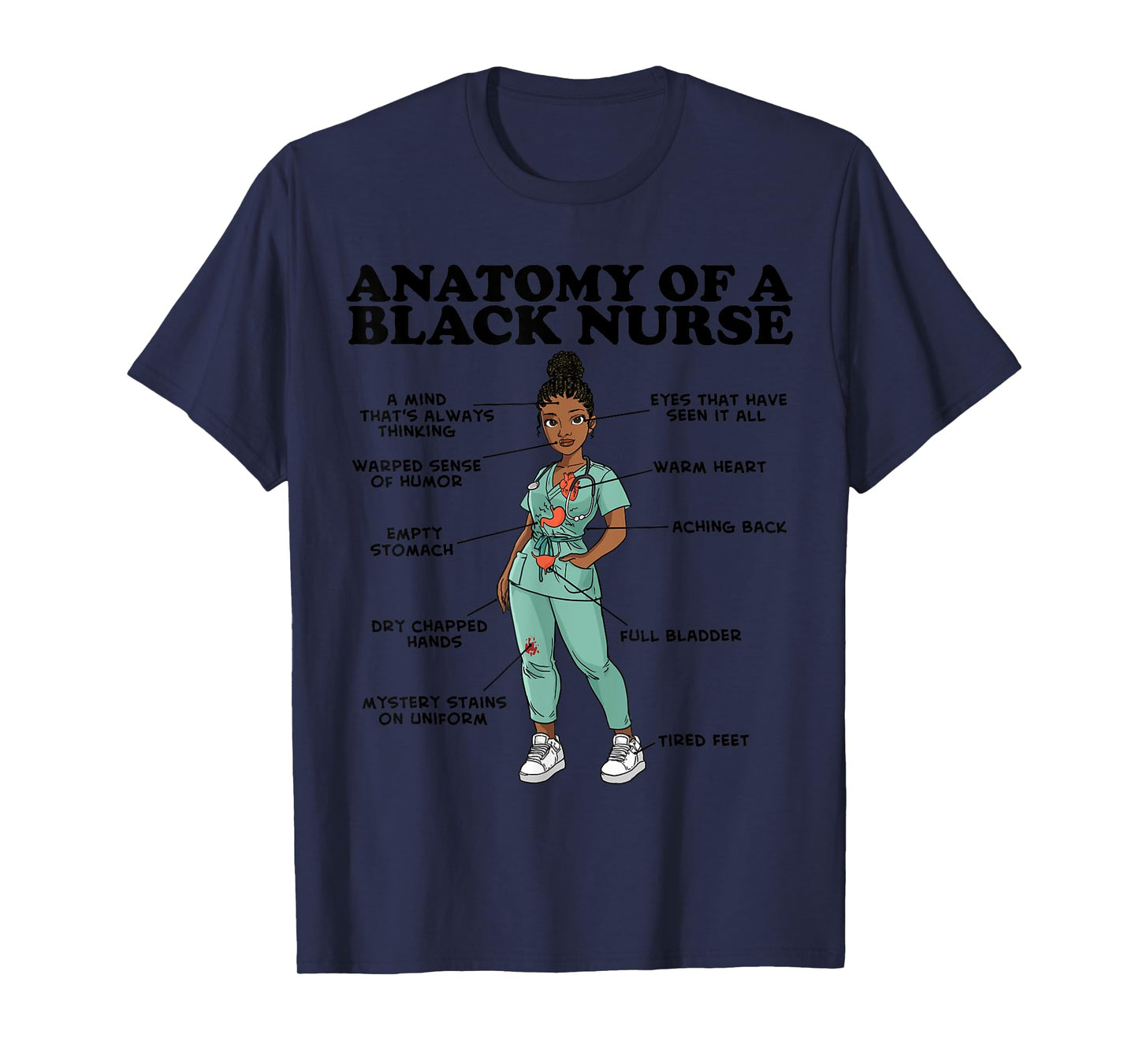 Anatomy of a Black Nurse T-Shirt