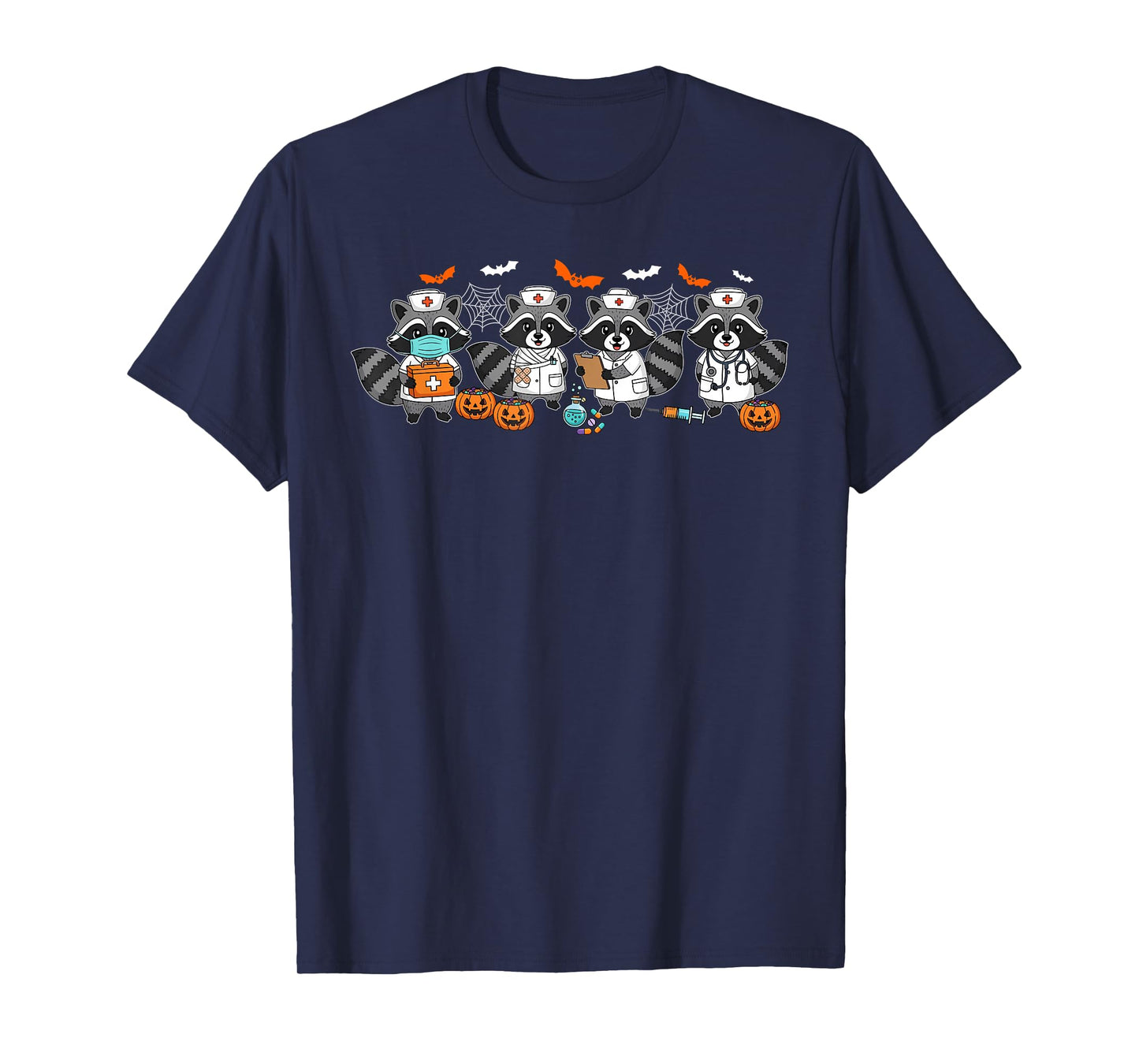 Halloween Raccoon Nurse Feral Spooky Nursing Scrub T-Shirt