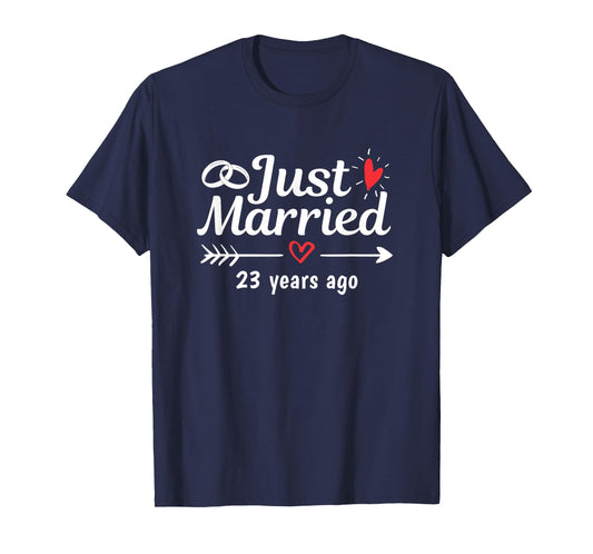 Just Married 23 Years Ago Funny Couple Wedding Anniversary T-Shirt