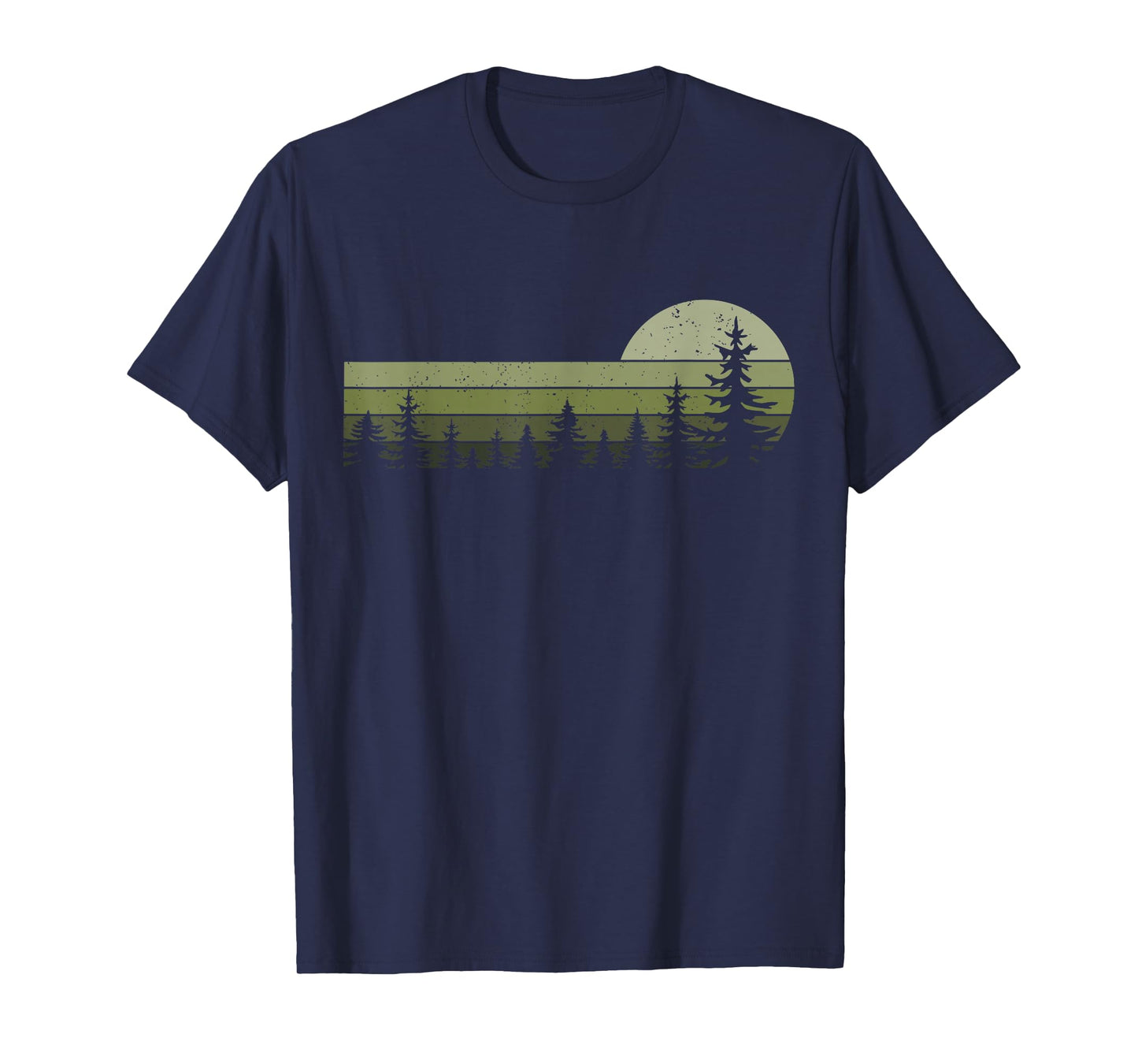 Wildlife Vintage Sunset Mountain Forest Trees Hiking Nature T-Shirt
