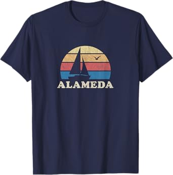 Alameda CA T-Shirt Vintage Sailboat 70s Throwback Sunset Tee T-Shirt