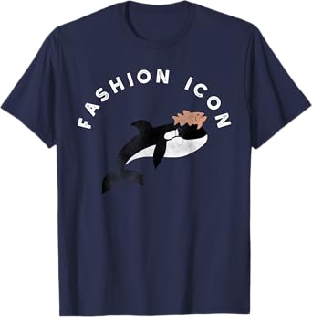 Fashion Icon Orca Whale Wearing Dead Salmon on Head T-Shirt