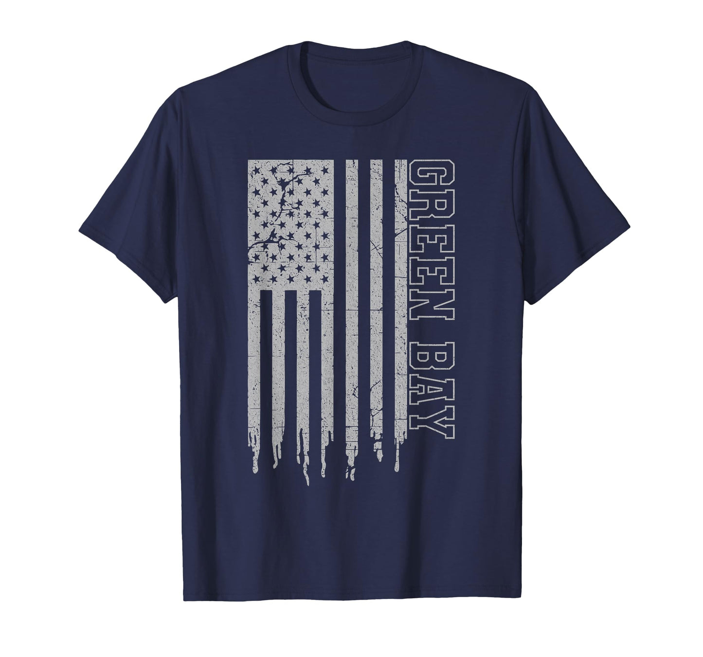 Vintage Green Bay Patriotic USA Flag Pride Iconic Green Bay T-Shirt
