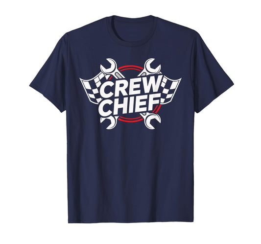 Crew Chief Racing Pit Crew Wrenches Checkered Flag T-Shirt