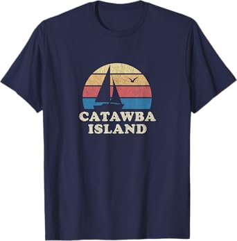 Catawba Island OH T-Shirt Vintage Sailboat 70s Throwback Tee T-Shirt