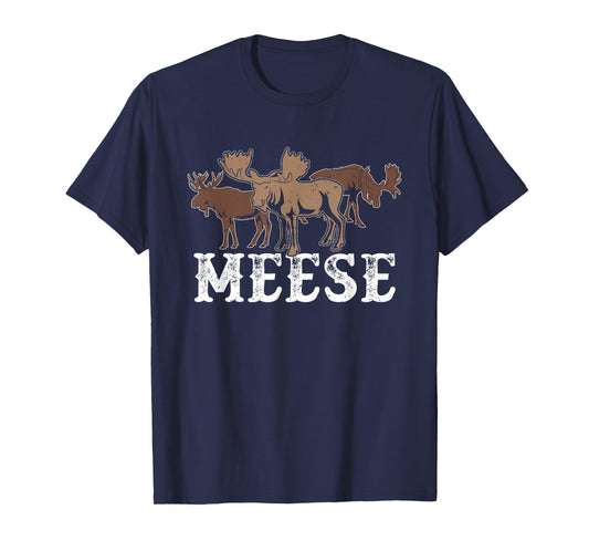 Elk American Wildlife Funny Plural Wordplay Meese Moose T-Shirt