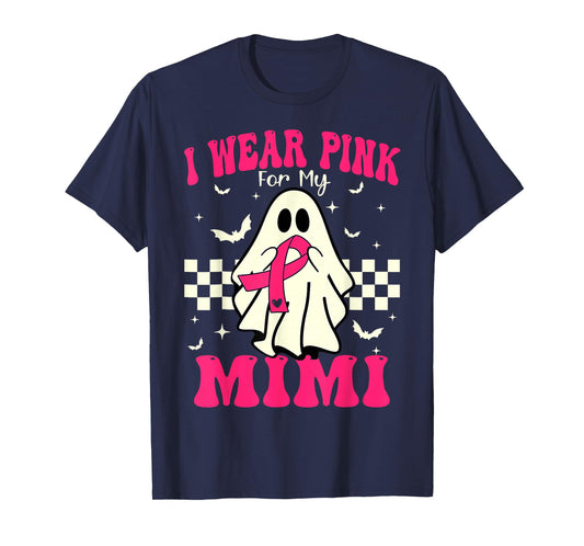 I Wear Pink for My Mimi Ghost Halloween Breast Cancer T-Shirt