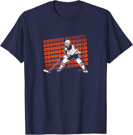 Connor McDavid - Name Repeat - Edmonton Hockey T-Shirt