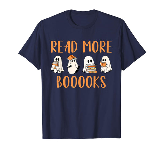 Cute Booooks Ghost Read More Books Funny Teacher Halloween T-Shirt