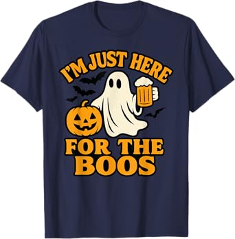 Just Here for The Boos Funny Halloween Ghost Beer Drinking T-Shirt