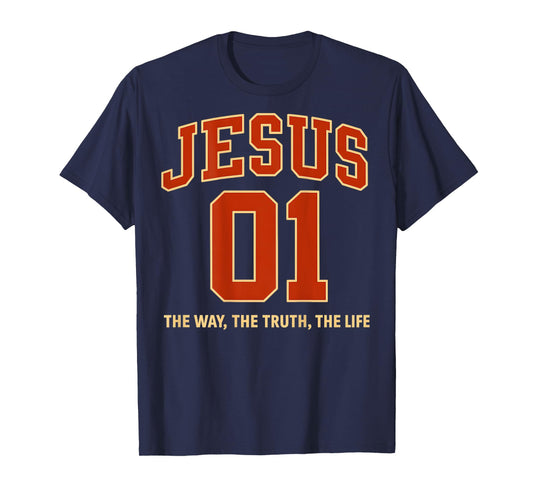 (ON Back) Jesus is #1 The Way Truth Life Sports Jersey Style T-Shirt