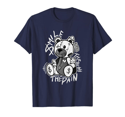 Vintage Teddy Bear Smile Letter Graphic Drop Print Smile T-Shirt