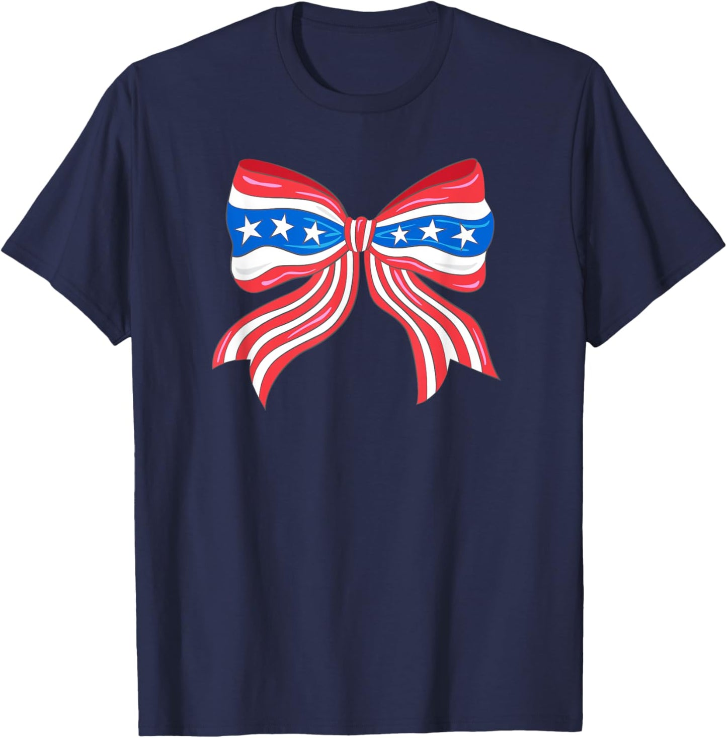 Preppy Patriotic Bow USA Flag T-Shirt