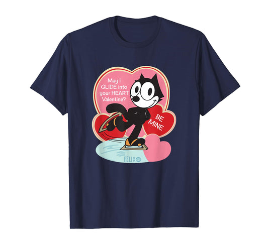 Felix The Cat Ice Skating Valentine T-Shirt