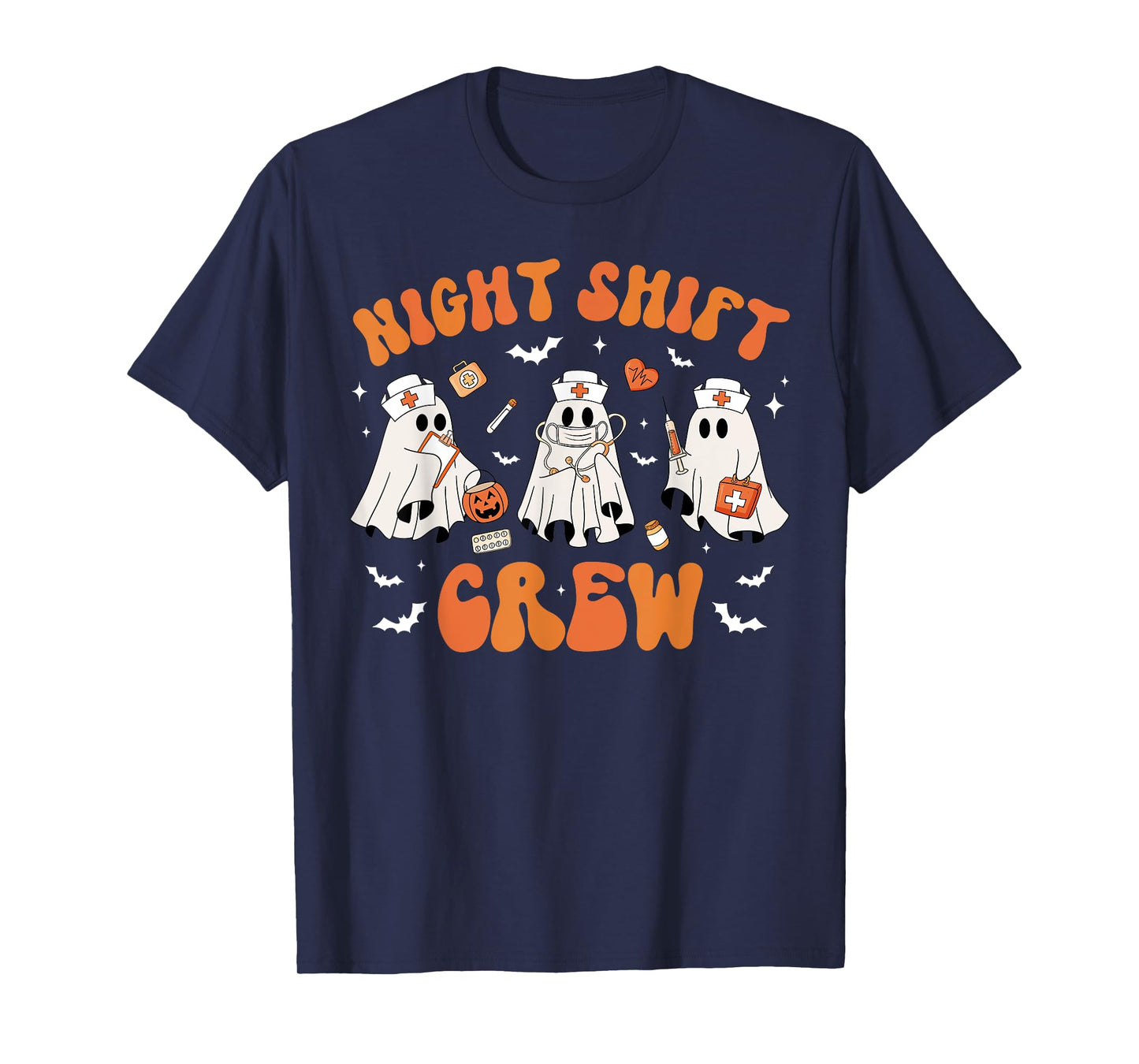 Night Shift Boo Crew Health Worker Halloween Ghost Nurse T-Shirt