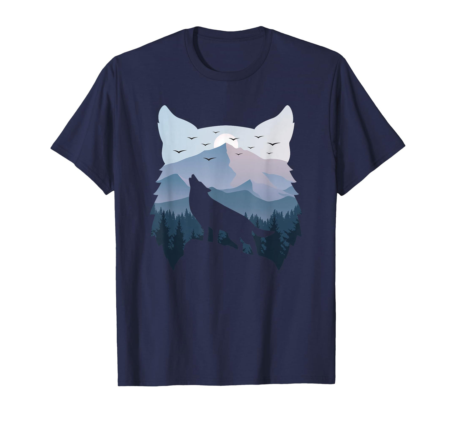 Wolf Landscape Mountain Wildlife Animal Nature Men Women T-Shirt