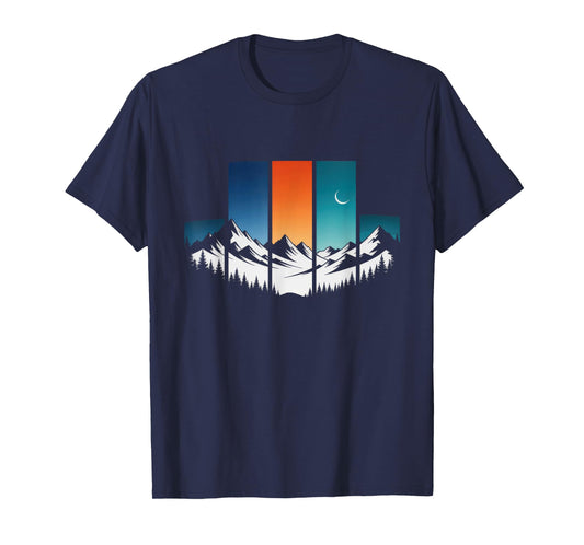 Trees Mountains Moon Adventure Outdoor Wildlife Forest T-Shirt