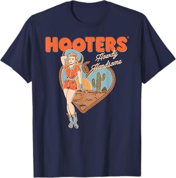 Hooters Western Cowgirl Pinup Girl Howdy Handsome Funny T-Shirt