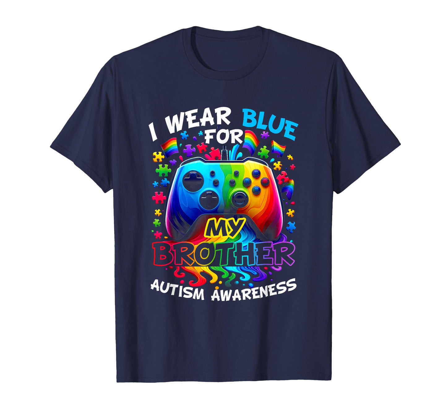 I Wear Blue For My Brother Autism Awareness Video Game T-Shirt